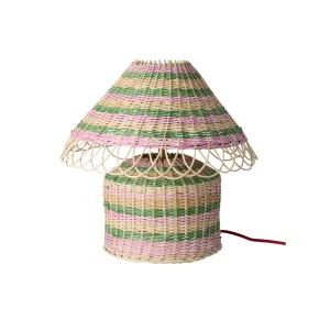Lampe de Table - Rotin Rayures Pink Low